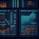 Graphic of data charts and geological maps on a screen